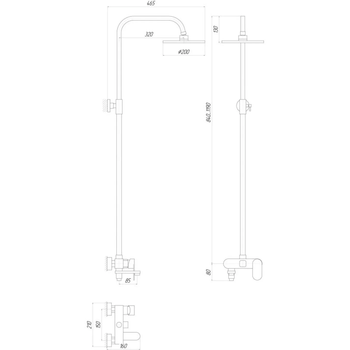 Душова система Globus Lux DS0010 хром - Фото 3